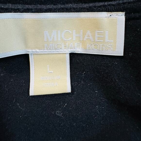 MICHAEL Michael Kors Womens Black Cold Shoulder Short Sleeve Top Sz Large - Picture 8 of 8